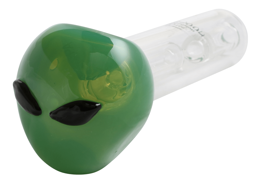 Green Glass Pipe Holder with Pipes