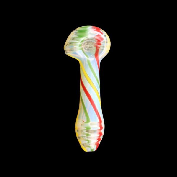 New 3 Fumed Dicro Stripe Glass Handmade Spoon Pipe - Assorted Colors(