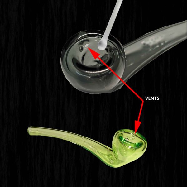Glenns Briar Vented Glass Hash Pipe