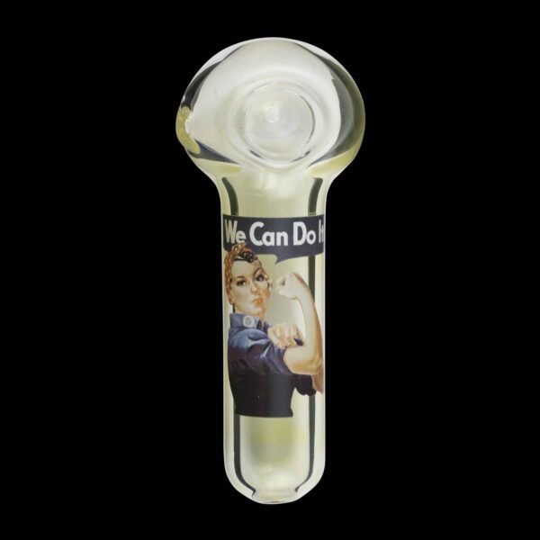 Rosie the Riveter Label Glass Pipe