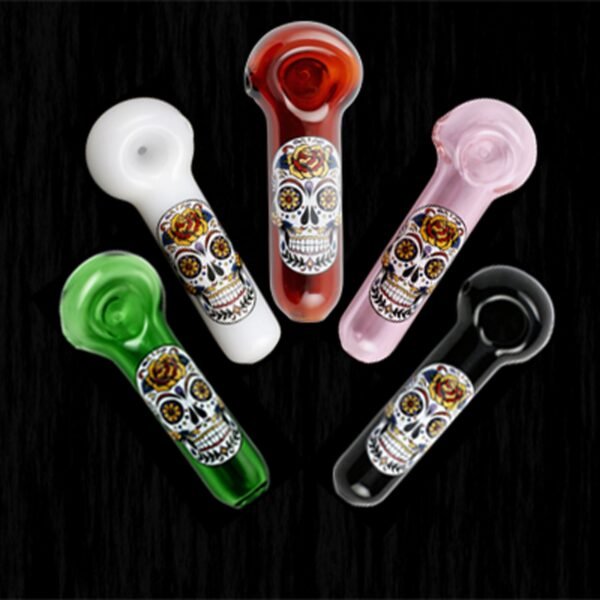 Sugar Skull Label Glass Pipe