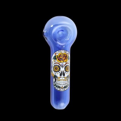 Sugar Skull Label Glass Pipe