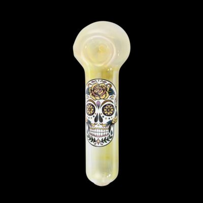 Sugar Skull Label Glass Pipe