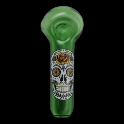 Sugar Skull Label Glass Pipe