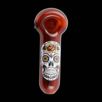 Sugar Skull Label Glass Pipe