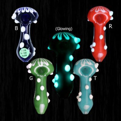 Flower Head with Glow Dots Glass Pipes In Many colors