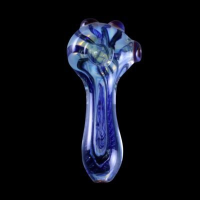 Blue Barchetta Glass Pipe with silver fuming and blue stringers