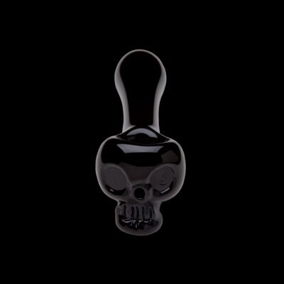 Bone Head Skull Glass Pipe Black