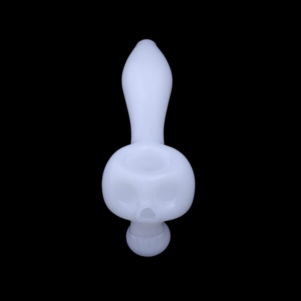 Bone Head Skull Glass Pipe White