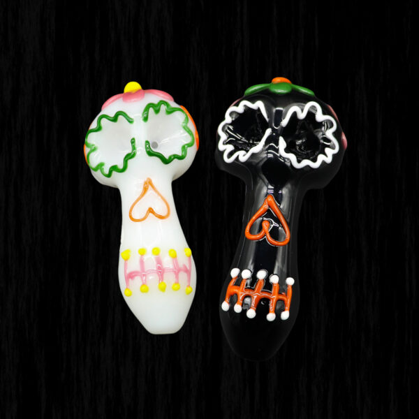 372-Hero-w2000 Day of the dead glass pipe