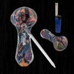 Aurora Borealis Glass Hash Pipe