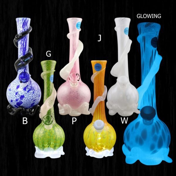 Calcifers Sand Castle Glow in the Dark Glass Water Pipes In Many Colors