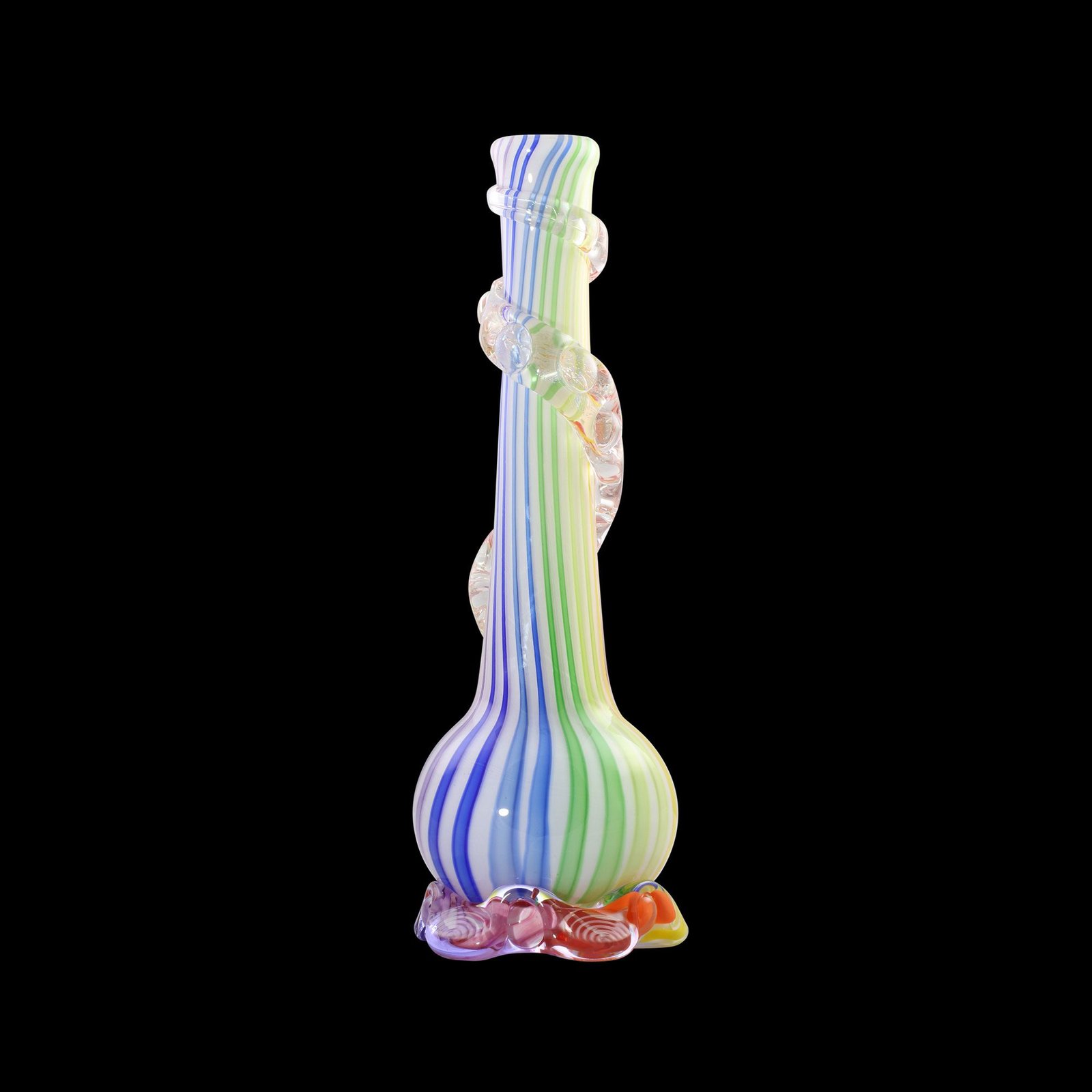 Rainbows End With Dichro Ribbon Glass Water Pipe