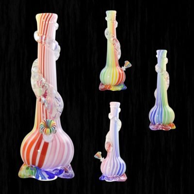 Rainbows End With Dichro Ribbon Glass Water Pipe